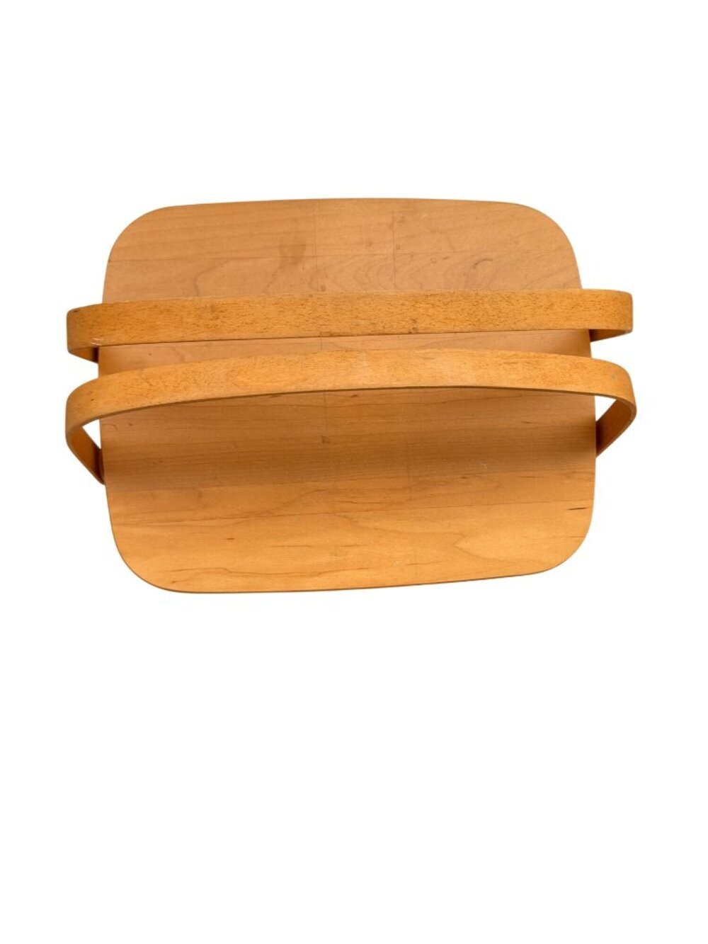 Longaberger Handwoven Lunch Basket With Wooden Top Double Handle Signed 2001 - Picture 14 of 16